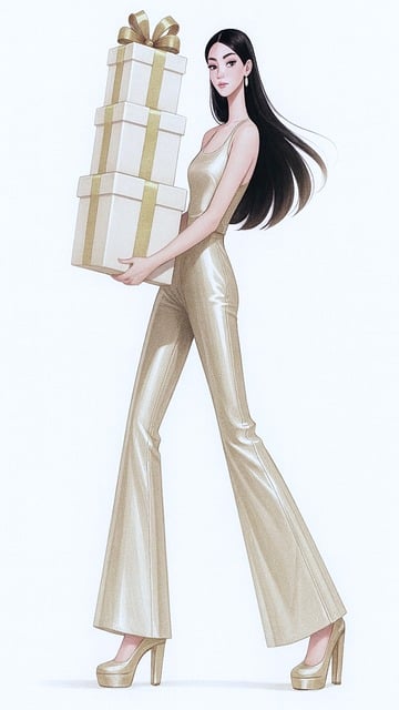 Weihnachtsgeschenke, Beige-Outfit