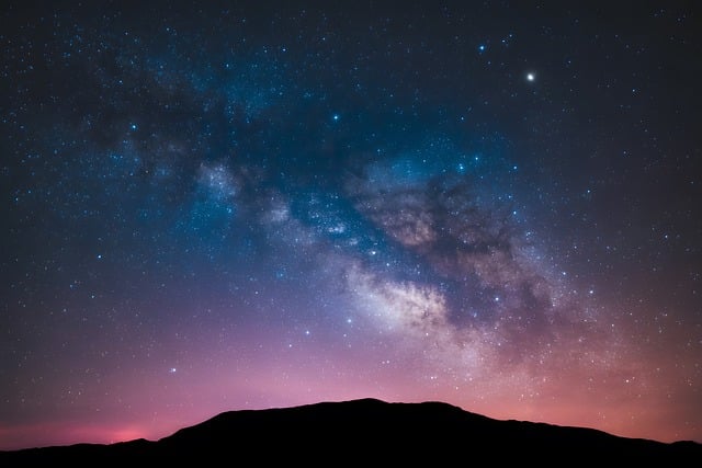 Free nighttime landscape mountain range vibrant milky way illustration