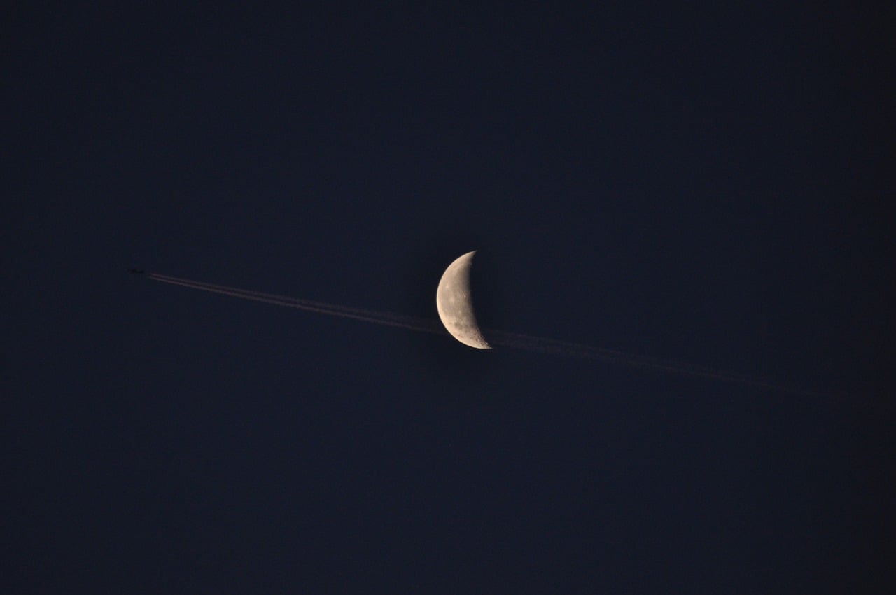 Moon Airplane Nightsky - Free photo on Pixabay