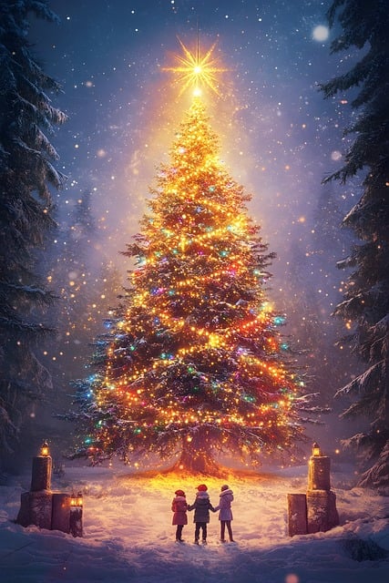 Free christmas family tree illustration