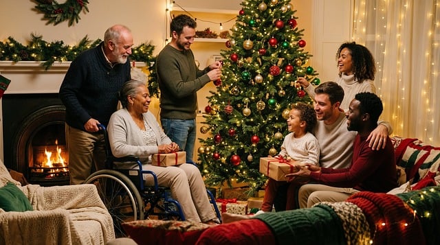 Free christmas family celebration illustration