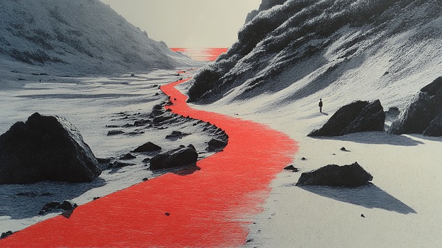 Free river red mountain illustration
