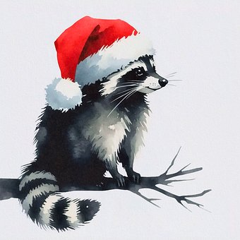 Weihnachten, Waschbär, Winter, Niedlich