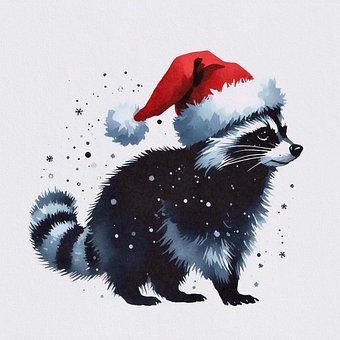 Weihnachten, Waschbär, Winter, Niedlich