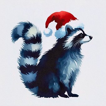 Weihnachten, Waschbär, Winter, Niedlich