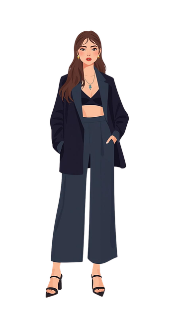 Free stylized person cartoon character navy blazer vector
