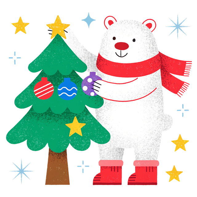 Free cute polar bear christmas festive bear illustration winter holiday character illustration