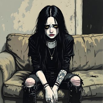 Emo, Chica, Mujer, Triste, Punk, Gótico