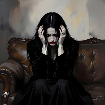 Triste, Soledad, Depresión, Mujer, Sofá