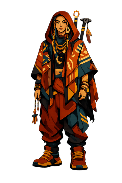 Free urban shaman stylized character tribal fashion illustration