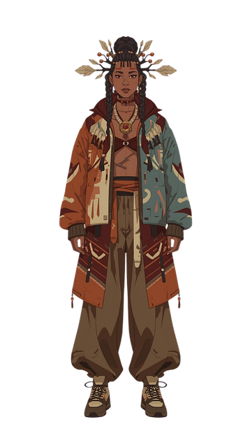 Free urban shaman stylized character tribal fashion illustration
