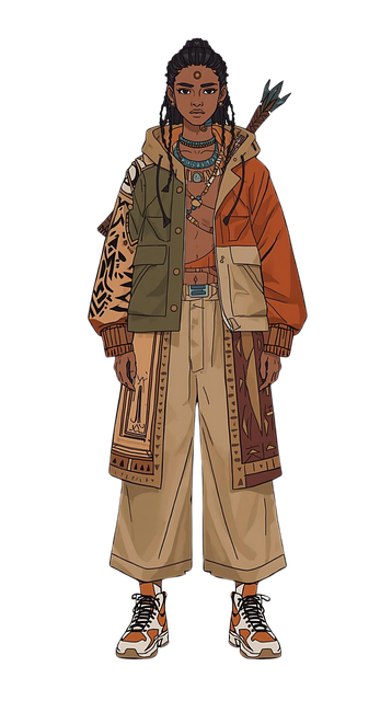 Free urban shaman stylized character tribal fashion illustration