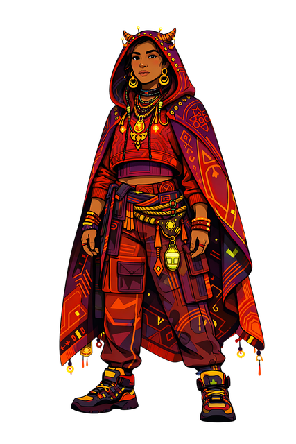 Free urban shaman stylized character tribal fashion illustration