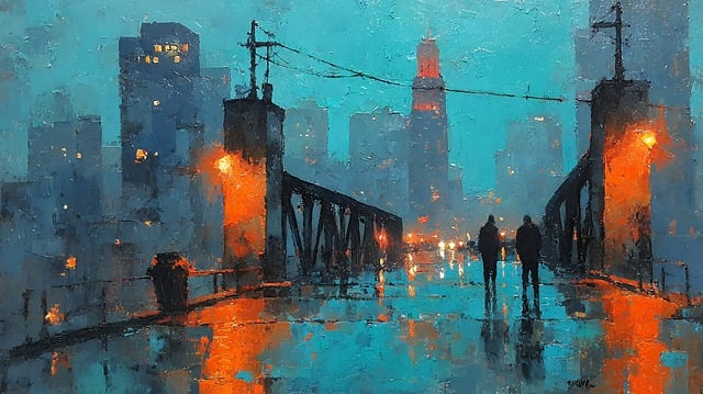 Free people bridge city illustration