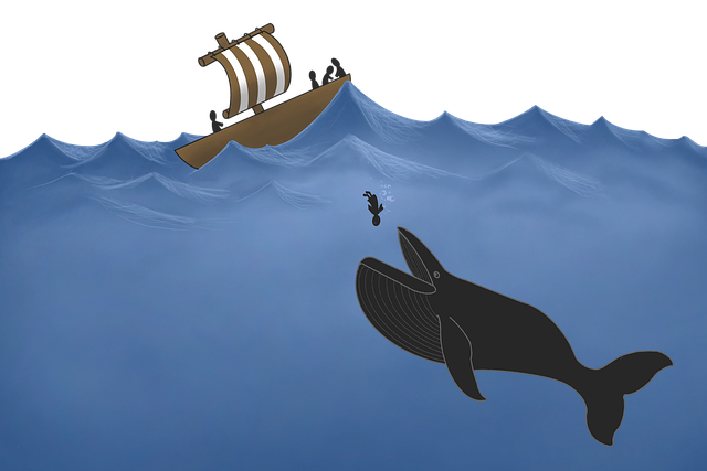 Free jonah whale fish illustration