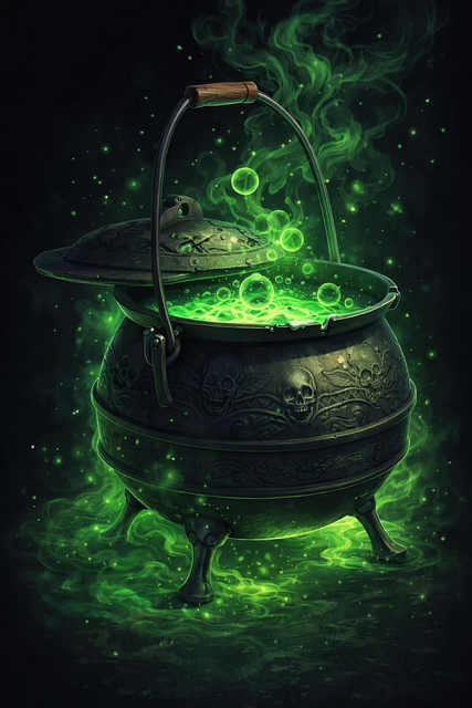 Free magic cauldron witch potion fantasy art illustration
