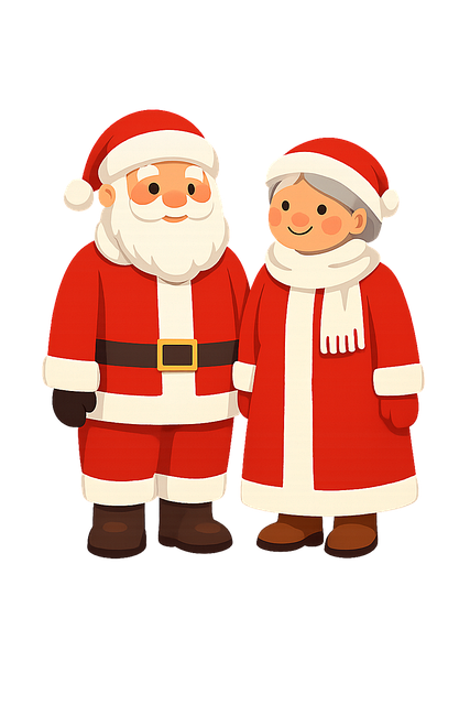 Free santa claus mrs claus festive illustration vector
