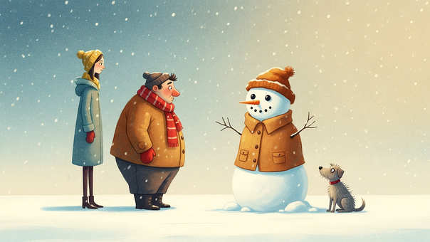 Inverno, Boneco De Neve, Neve, Casal