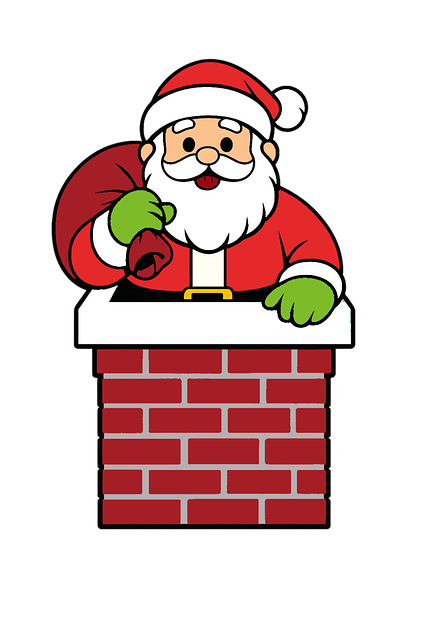 Free santa claus chimney scene festive illustration vector