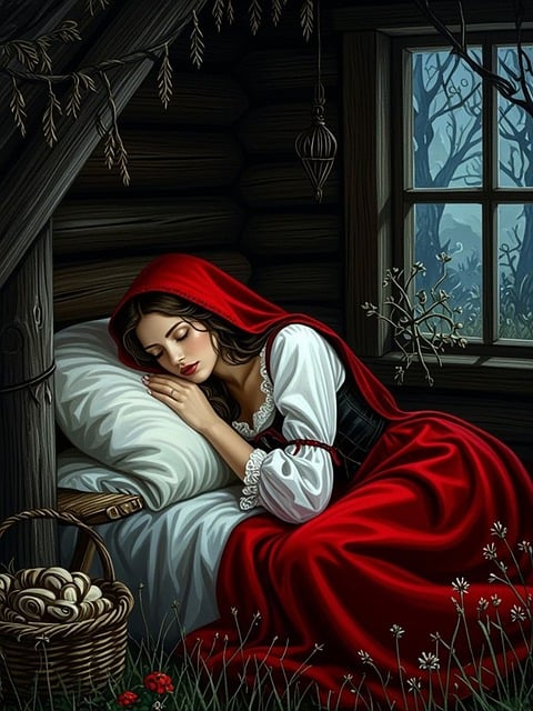 Rot, Märchen, Kapuze, Schlafend, Wald