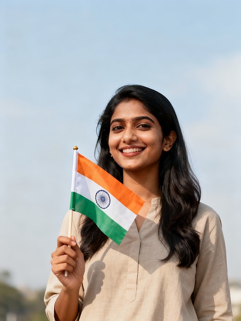 Índia, Bandeira, Tricolor, Mulher