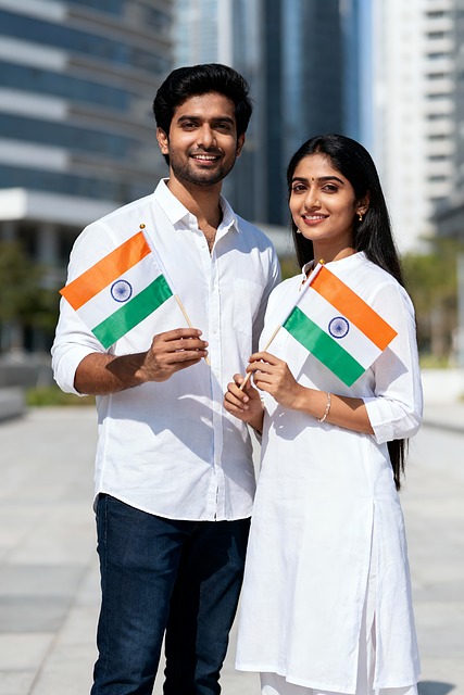 Índia, Bandeira, Tricolor, Casal, Homem