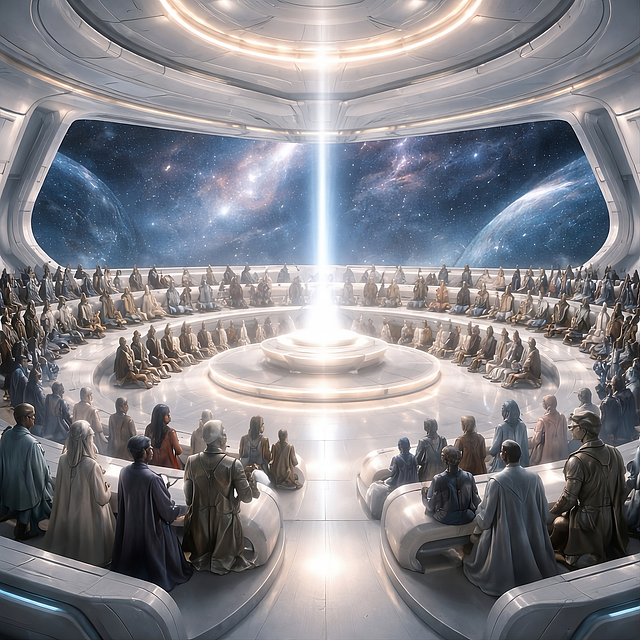 Free galactic council interstellar council cosmic assembly illustration