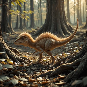 Free Sinosauropteryx Feathered Dinosaur illustration and picture