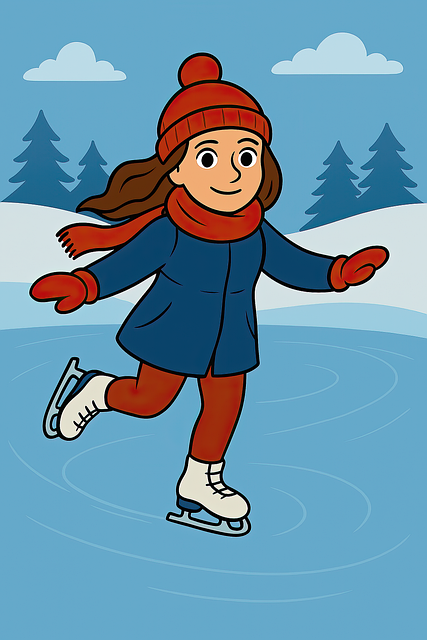 Free skating winter woman illustration