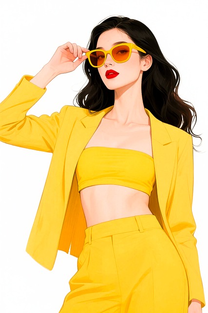 Modeillustration, Gelber Anzug