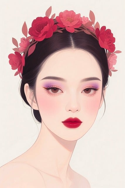 Free flower crown headpiece red flowers illustration