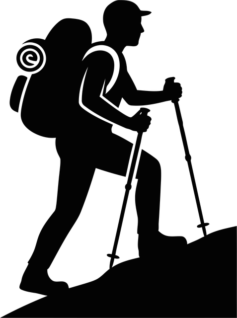 Free hiker hiking silhouette vector