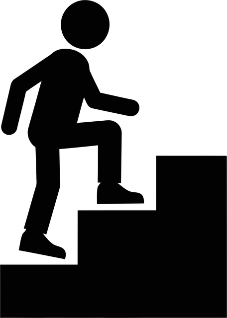 Free person climbing stairs vector