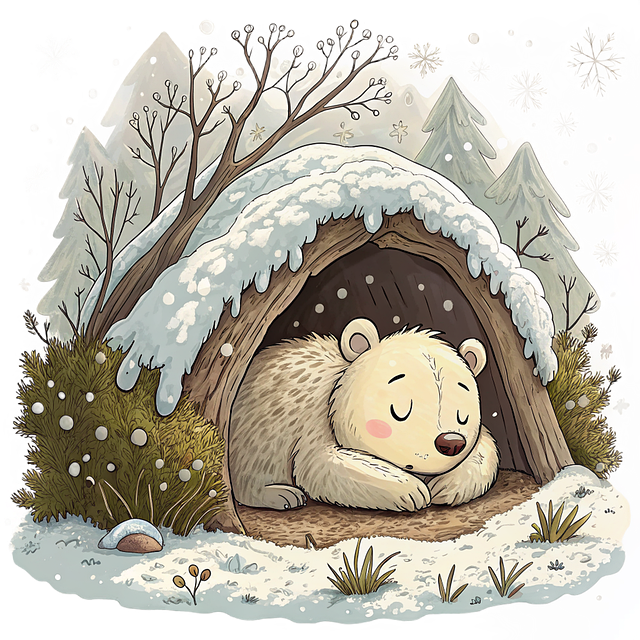 Free bear hibernation spring illustration