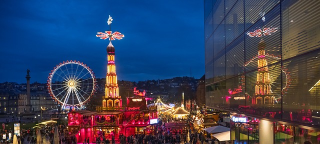 Jul, Lys, Nat, By, Bybillede, Arkitektur