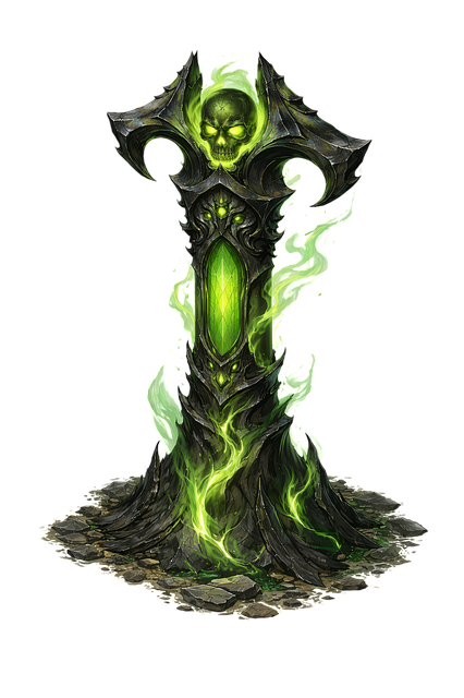 Free dark fantasy necromancer artifact magic obelisk illustration