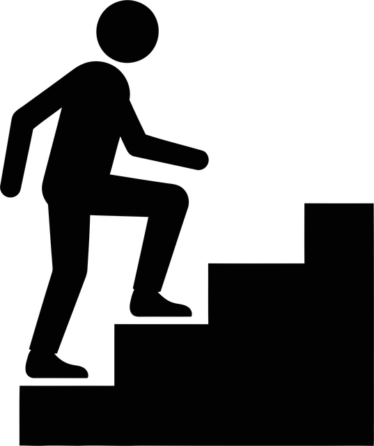 Free person climbing stairs vector
