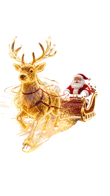 Free christmas sleigh reindeer illustration