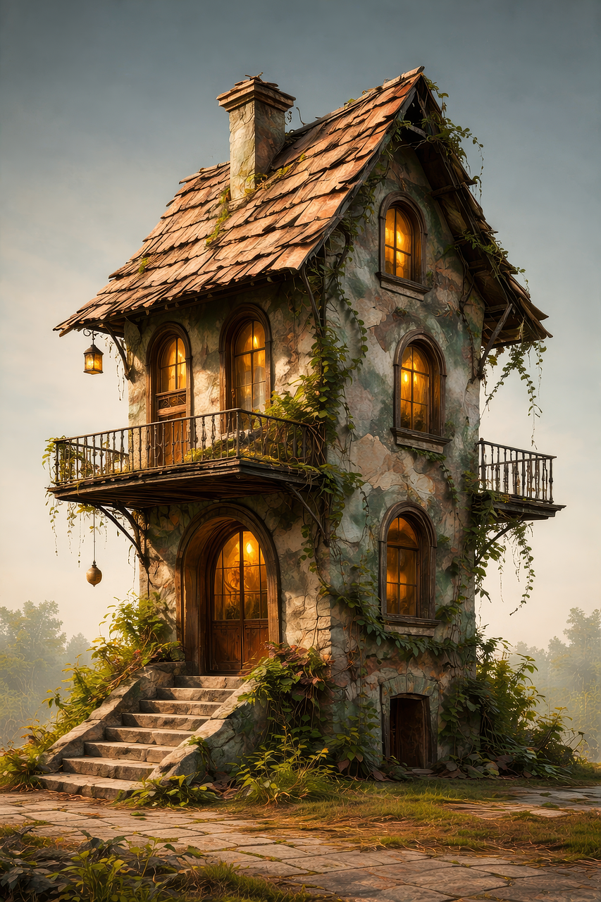 Download free HD stock image of Fantasy House Tower House Free fantasy house tower house fairytale architecture illustration