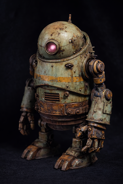 Free retro robot vintage robot rusty metal illustration