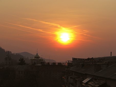 Peisaj, Soare, Apus De Soare, Oraș