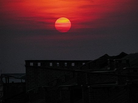 Peisaj, Soare, Apus De Soare, Oraș