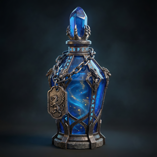 Free magic potion fantasy vial blue crystal bottle illustration