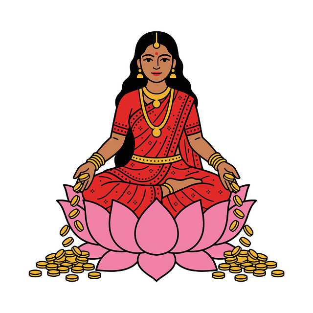 Free lakshmi goddess gold coins vector
