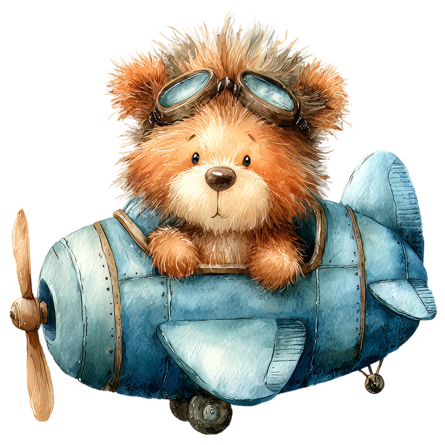 Free the bear the plane vintage illustration