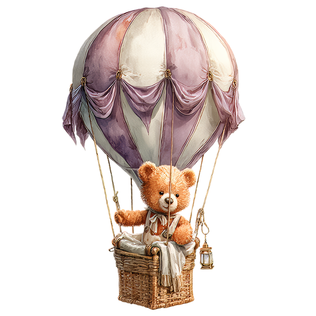 Free teddy bear hot air balloon adventure illustration