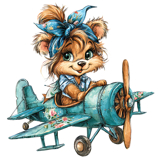 Free puppy pet the plane illustration