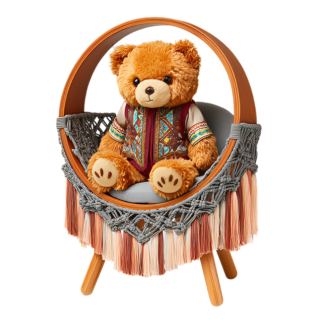 Free teddy bear hanging chair macrame illustration