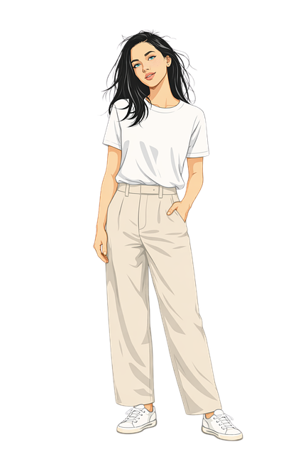 Free minimalist fashion casual outfit modern woman vector