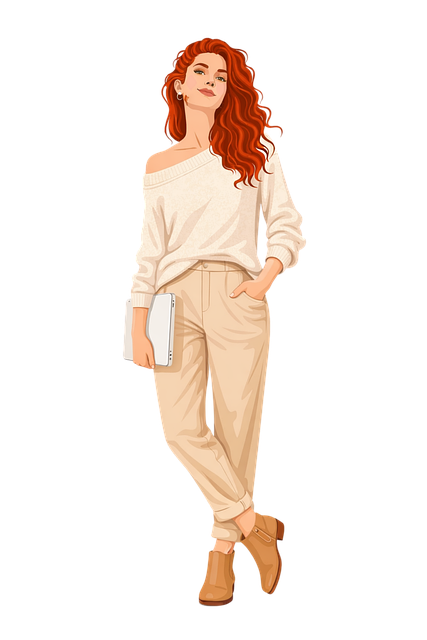 Free red hair woman elegant casual modern illustration illustration